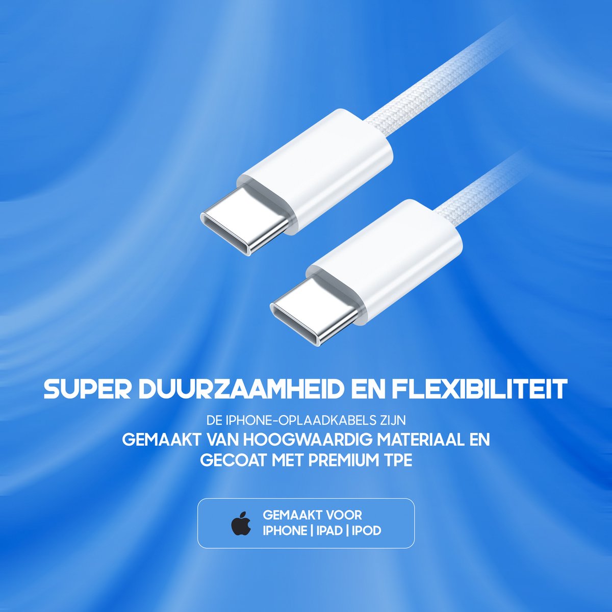 SubCombines | Snellader Geschikt voor Apple iPhone 14/15/16 , USB-C / USB-C  - 20W Oplader